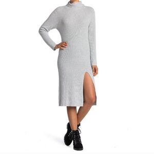 Gray Ribbed Mock Turtle Neck Dress From Nordstroms Size LG